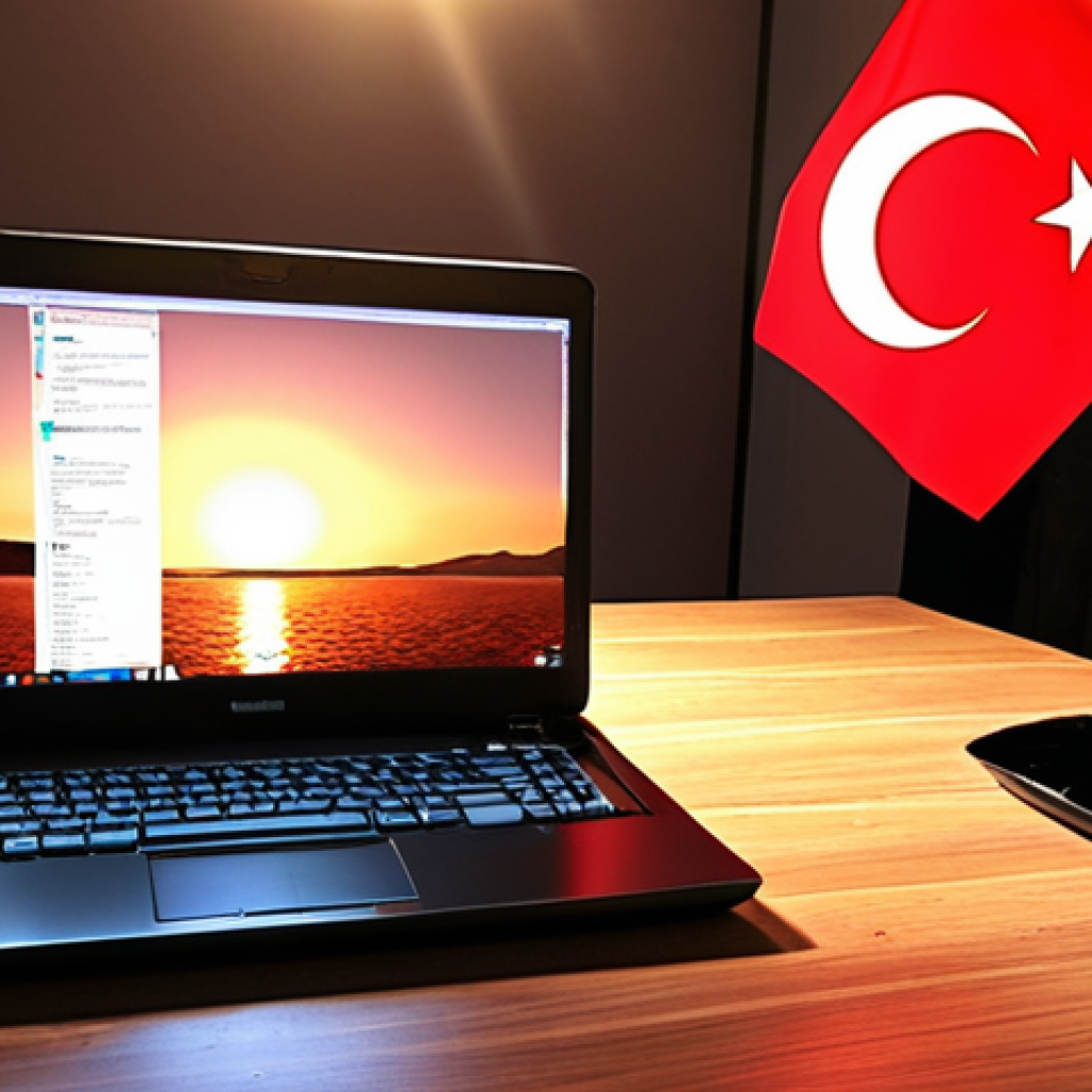 **

> A cozy, well-lit office scene. An older, slightly dusty computer is being gently "retired" – maybe covered with a decorative cloth or surrounded by farewell gifts. In the background, a sleek, modern laptop glows. The overall feeling should be nostalgic but optimistic about the future. The Turkish flag subtly displayed in the background to reflect the intended audience. Emphasis on "digital sunset" with warm, inviting colors.

**