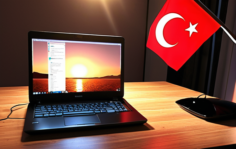 **
> A cozy, well-lit office scene. An older, slightly dusty computer is being gently "retired" – maybe covered with a decorative cloth or surrounded by farewell gifts. In the background, a sleek, modern laptop glows. The overall feeling should be nostalgic but optimistic about the future. The Turkish flag subtly displayed in the background to reflect the intended audience. Emphasis on "digital sunset" with warm, inviting colors.
**